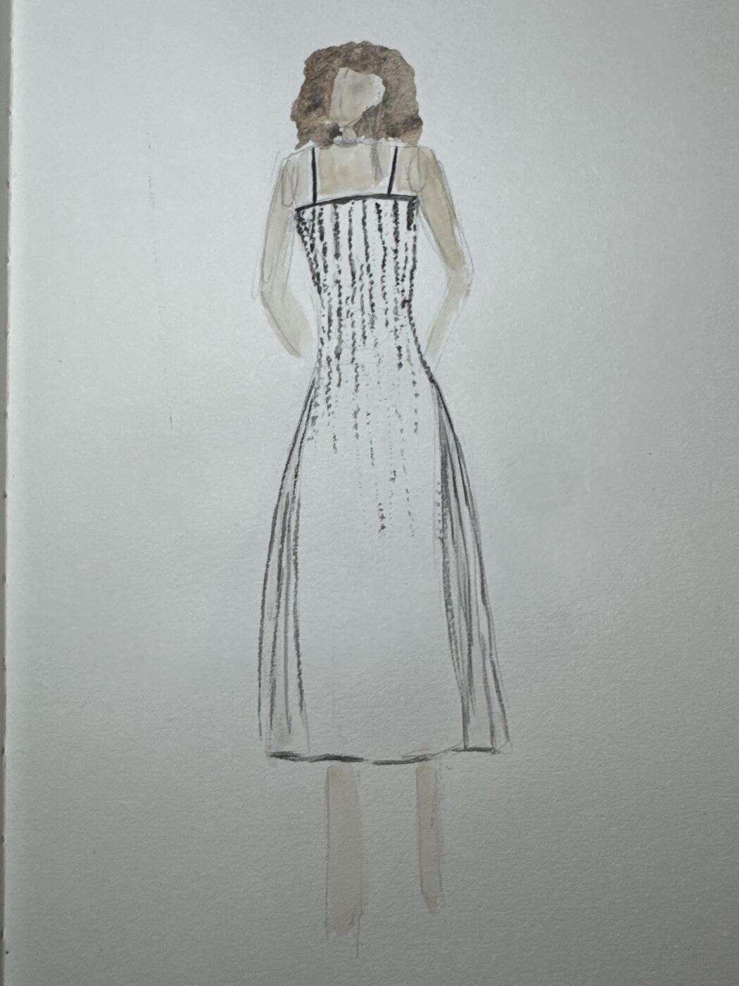 Fashion illustration sketch exploring shape and proportion